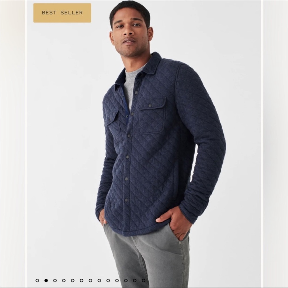 Faherty Navy Quilted Shirt Jacket